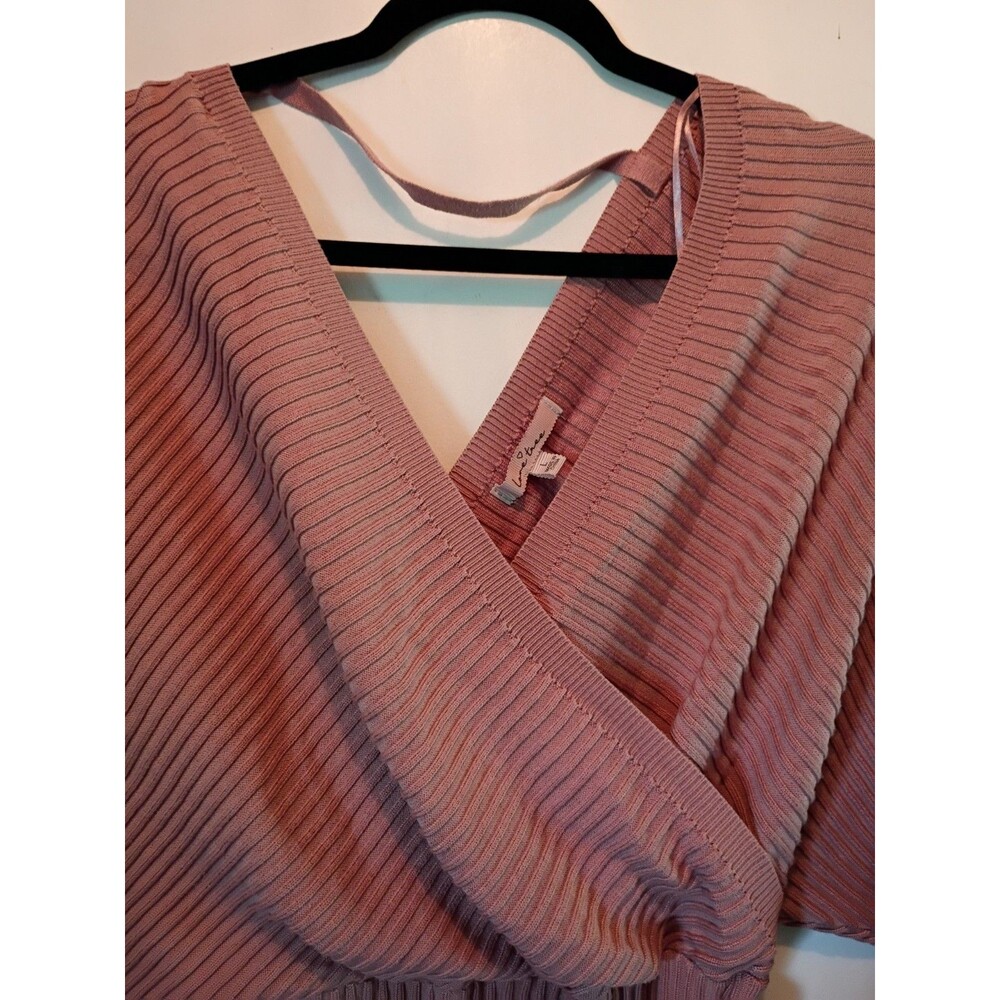 Love Tree Ribbed Knit Wrap Sweater Dress In Pink - Picture 6 of 7